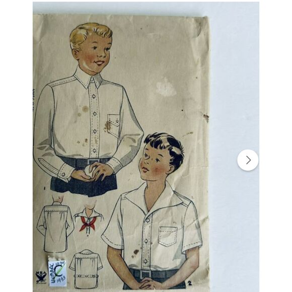Antique SIMPLICITY Sewing Pattern Vintage 1930s UNMARKED Boys Shirt 1509 Size 12 - Picture 1 of 3
